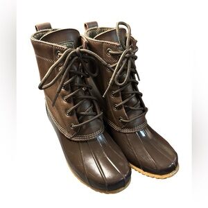 G.H. Bass & Co. Brown and Tan Harlequin Duck Rain Lace Up Boot Size 8
